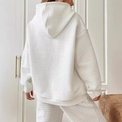 Womens Hoodies Casual Long Sleeve Drawstring Waffle Pullover Tops Loose Hooded Sweatshirt with Pocket