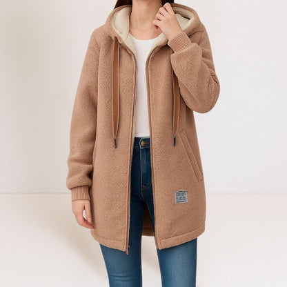 Women's Soft Fleece Hoodie Jacket – Lightweight Warm Zip-Up Coat | S–3XL Plus Size