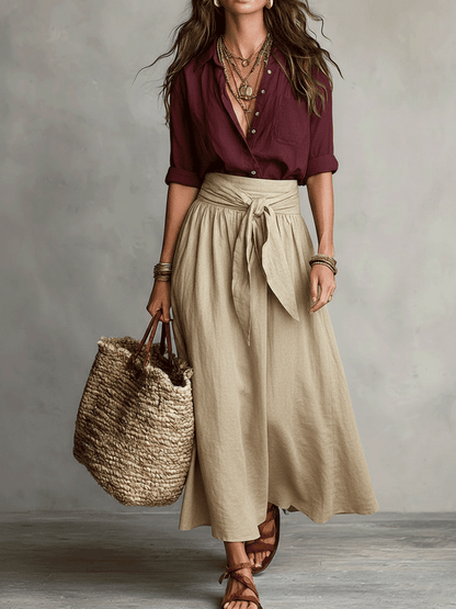 Women's Boho Two Piece Skirt Set Maxi Skirt and Top Casual Summer Vacation Outfit