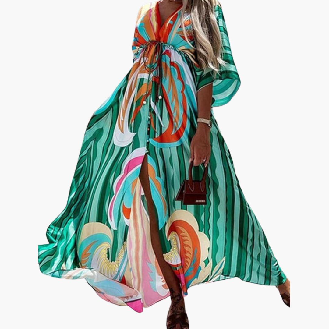 Colorful Summer Dress - Women's Maxi Dress with Floral Print - Seldom Seen Styles