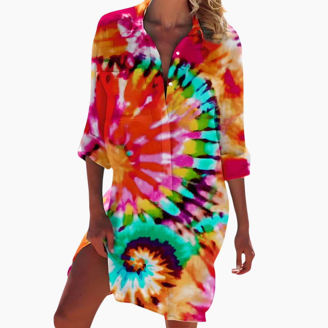 Women's Shirt Dress with Long Sleeves and Button Placket - Seldom Seen Styles