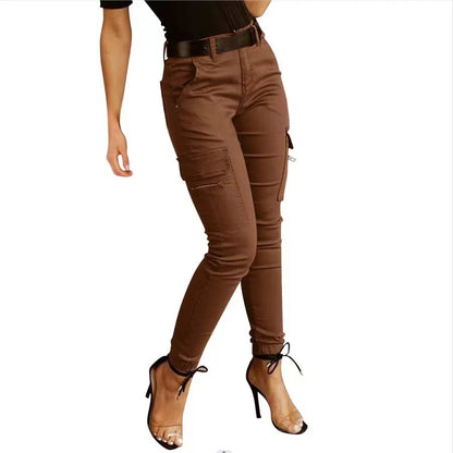 Women's Stretchy Tactical Cargo Pants High Waisted Casual Joggers Plus Size Skinny Trousers Cargo Pants with 6 Pockets