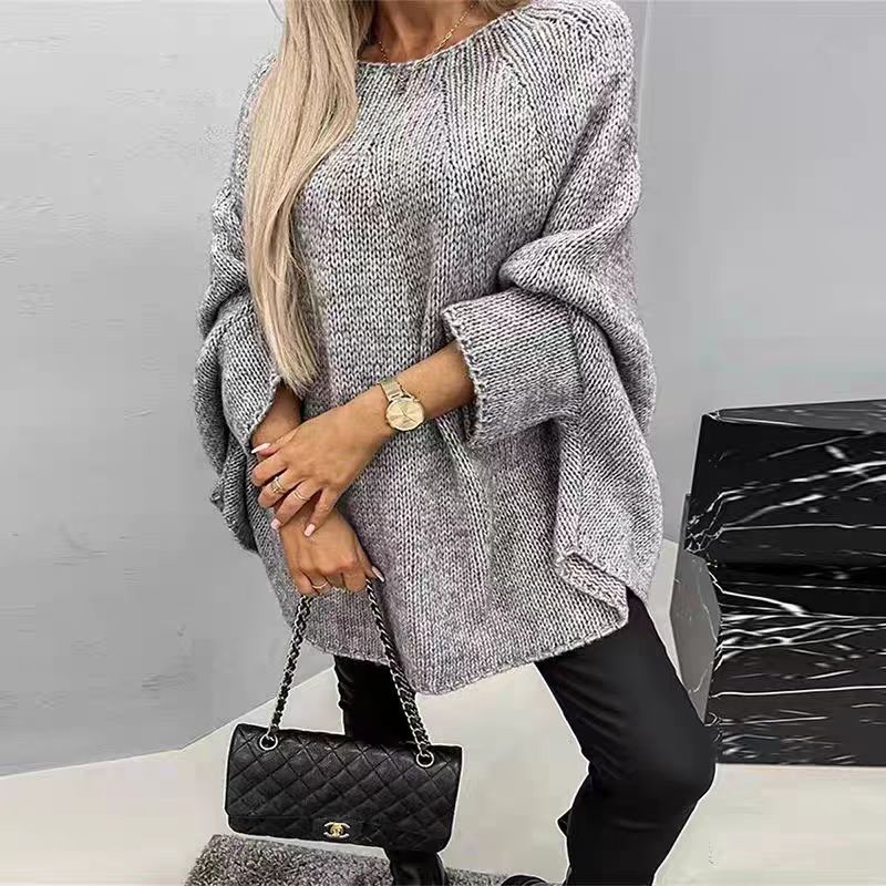 2024Amazon Autumn and Winter New Europe and America Cross Border Sweater Women's Cape Poncho Fashionable Knitted Shawl Sweater