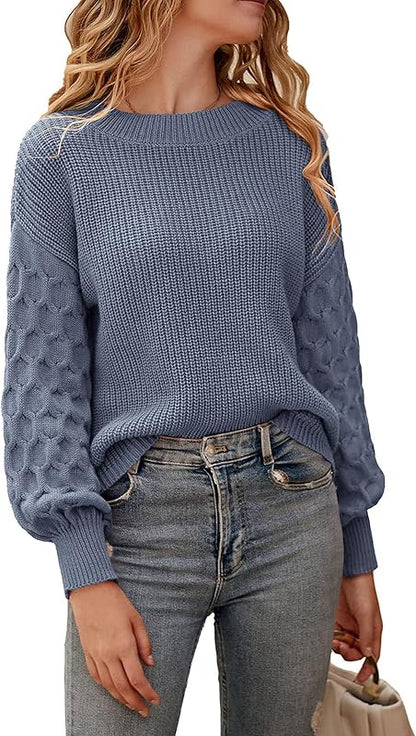 PRETTYGARDEN Women 2024 Winter Pullover Sweater Casual Long Sleeve Crewneck Loose Chunky Knit Jumper Tops Blouse