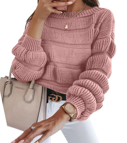 Casual round Neck Pullover Autumn Women's Sweater  Long Sleeve Loose Quality Thick Knitted Cute Top