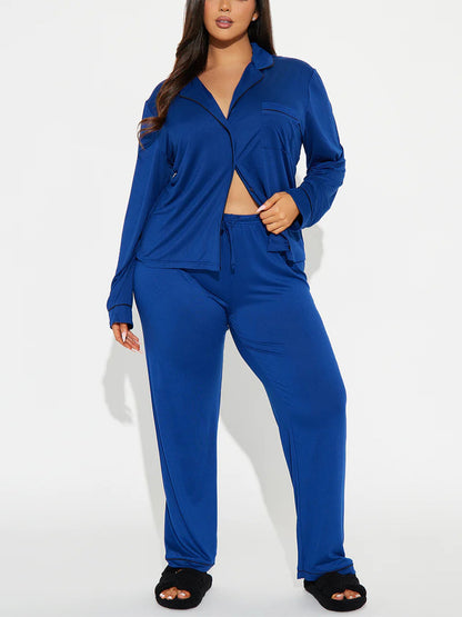 Modal Pajama Set, Long Sleeve Button Down Shirt and Pajama Pants, Sleepwear for Women