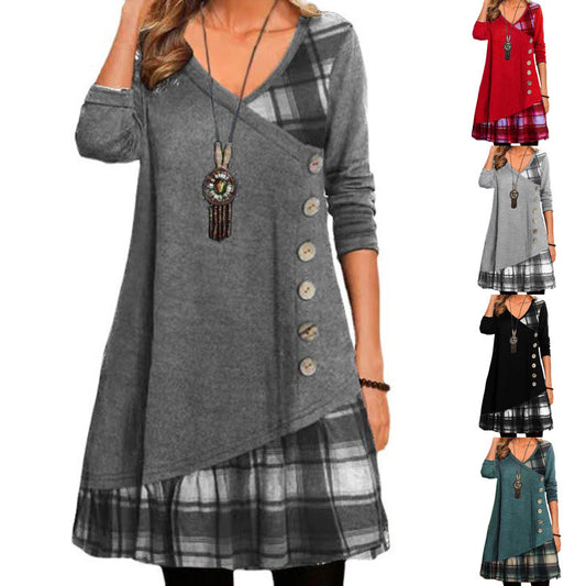 Fall Dresses for Women 2024 Long Sleeve Crew Neck A Line Flowy Maxi Dress Irregular Hem Swing Dresses with Pockets - Seldom Seen Styles