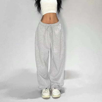 Women's Fleece Lined Sweatpants Winter Warm Wide Leg Sweat Pants Baggy Casual Pants with Pockets