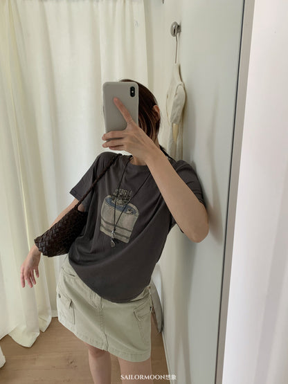 Vintage Katzen-T-Shirt mit Grafik – Süßer Kätzchen-Print, lockere Passform, lässiger Stil im Korea-Look