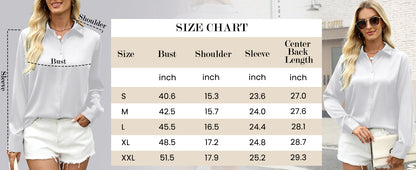 Satin Blouses for Women Silk Button Down Shirts Long Sleeve Business Casual Tops