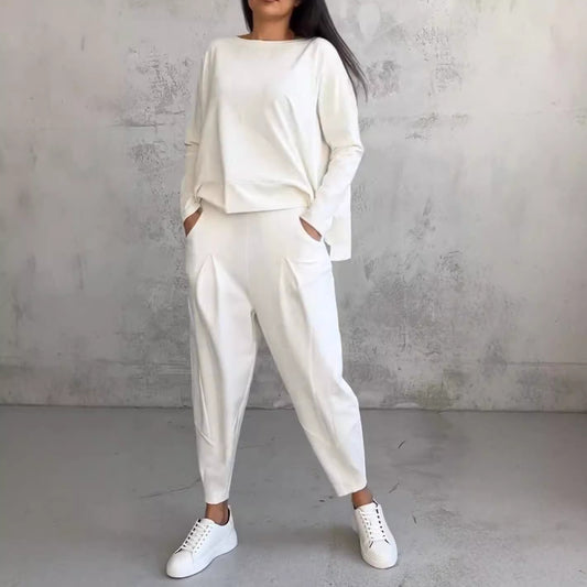 Womens 2 Piece Outfits Fall Solid Color Sweatsuits Sets Active Crewneck Going Out Sweat Suits Rompers Lounge Sets - Seldom Seen Styles