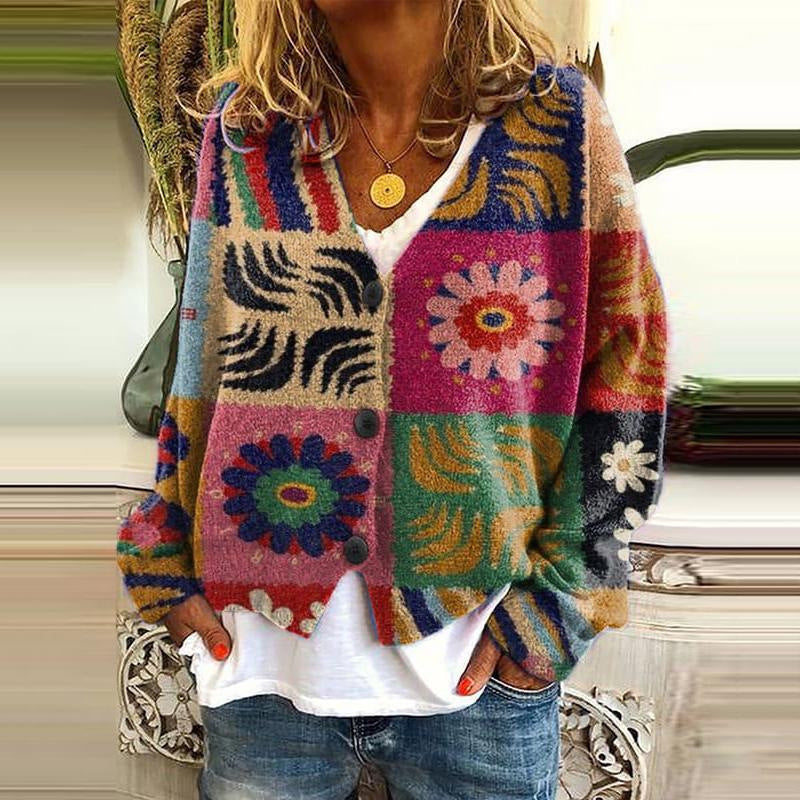 Foreign Trade Cross-Border2023Amazon Foreign Trade New Christmas Abstract Printing Casual Cloak Coat Cardigan