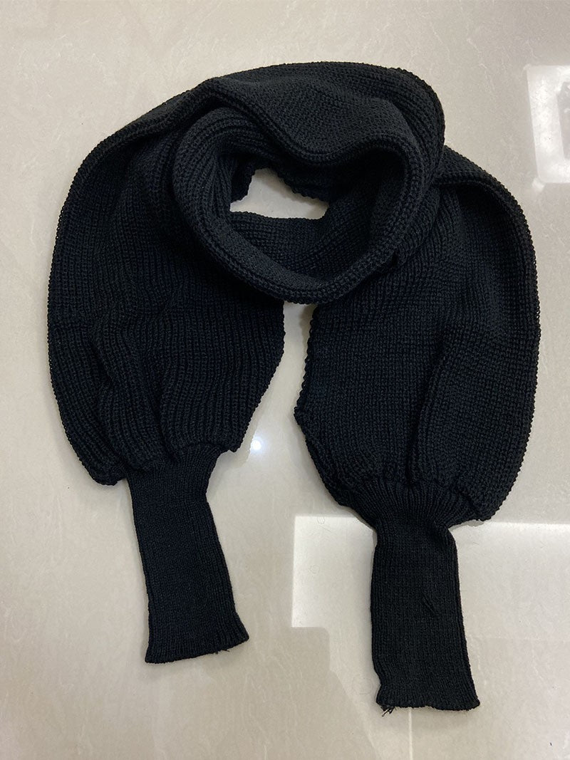 V-Shaped Cross off-Shoulder Knitted Sexy Pullover Sweater Scarf