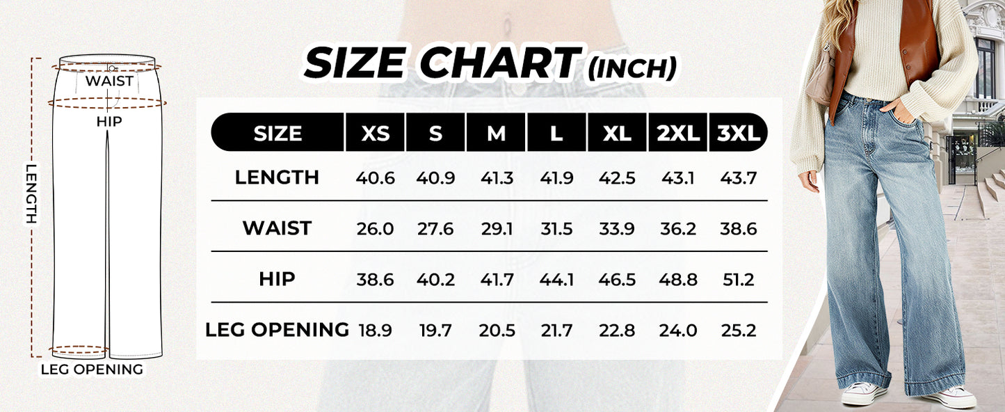 Women's 2025 Wide Leg Jeans Distress Mid Waist Denim Pants Vintage Y2K Trousers - Seldom Seen Styles