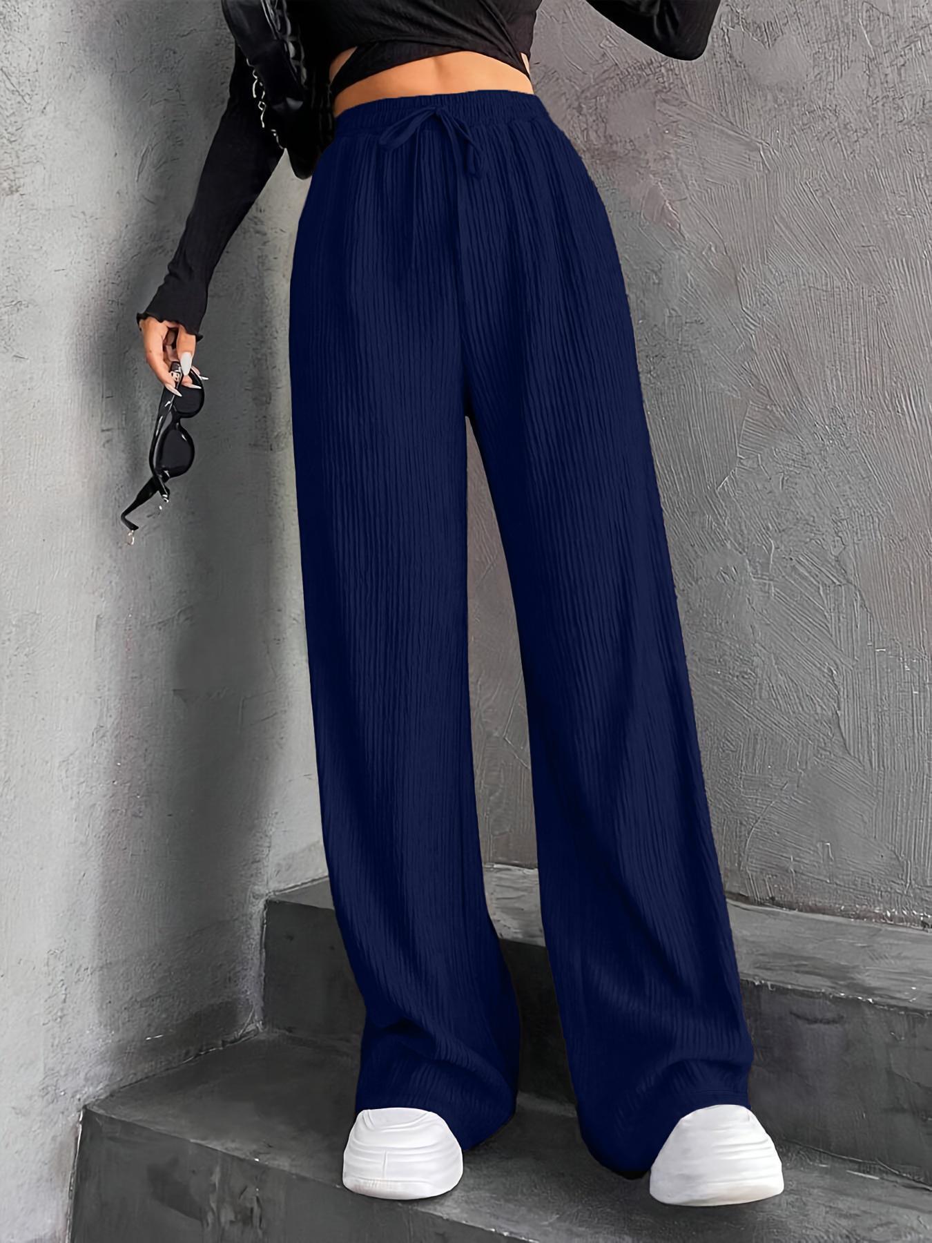 Women's Wide Leg Sweatpants Baggy Pants Lounge Yoga Knit Waisted Comfy Striped Workout Pants - Seldom Seen Styles