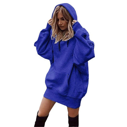 Hoodie Dress for Women 2025 Fall Long Sleeve Fleece Pullover Sweatshirts Oversized Hoodies with Kangaroo Pocket