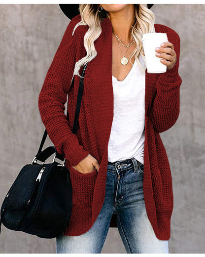 Autumn Winter New Foreign Trade Cardigan  Women's Clothing  Curved Placket Knitted Sweater for Women