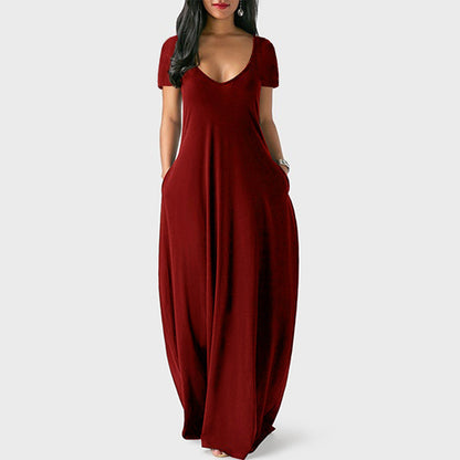 Robe de détente unie à poches pour femme, robe longue basique décontractée et confortable à manches longues, idéale au quotidien, vêtements de nuit pour toutes les saisons, tenue de détente, élégante, chemise de nuit pour femme, vêtements de nuit 