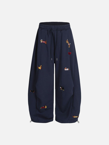 Embroidery Puppy Baggy Barrel Sweatpants