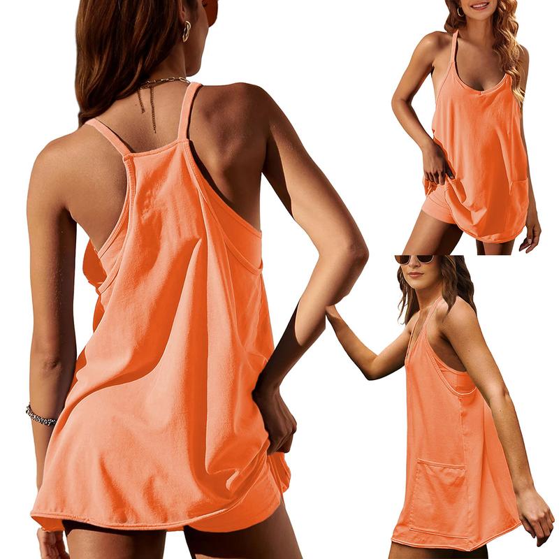 Women's Summer Sleeveless Mini Dress Casual Athletic Dress Spaghetti Strap Short Tennis Dress with Pockets - Seldom Seen Styles