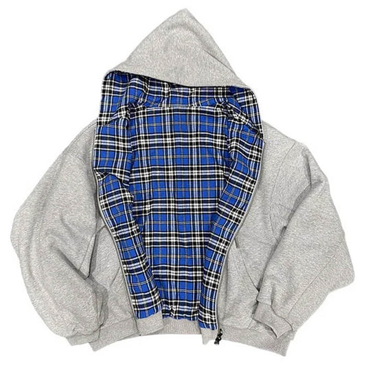 90s Plaid Reversible Hooded Jacket - Seldom Seen Styles