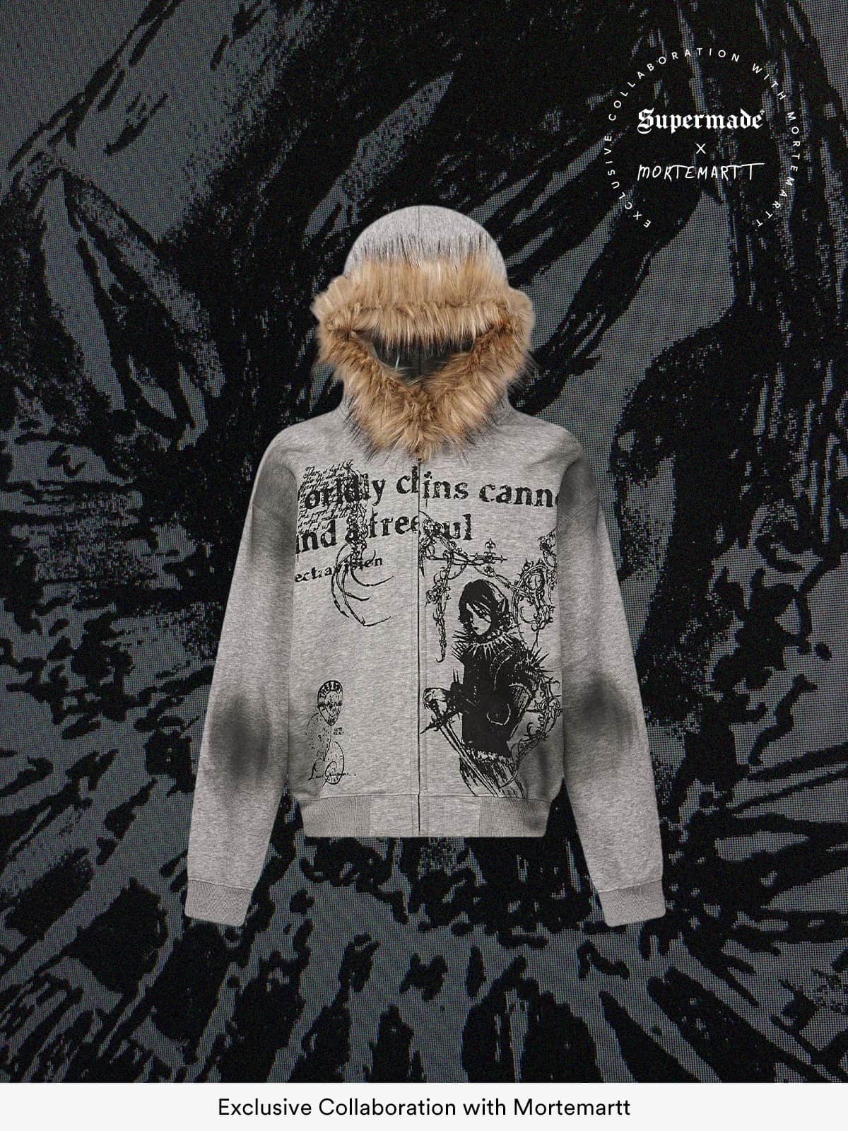 Thesupermade Wasteland Style Cardigan Zip UP Fur Hooded Jacket - 2279 