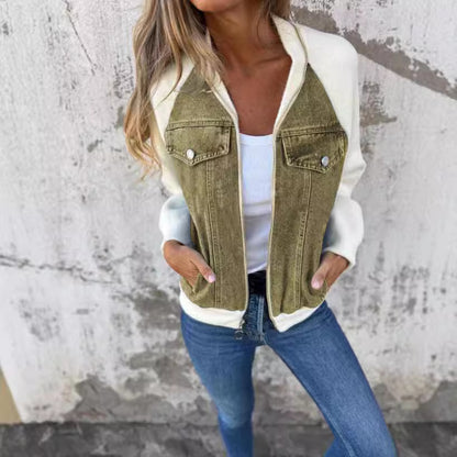 Casual V-neck Zipper Jacket