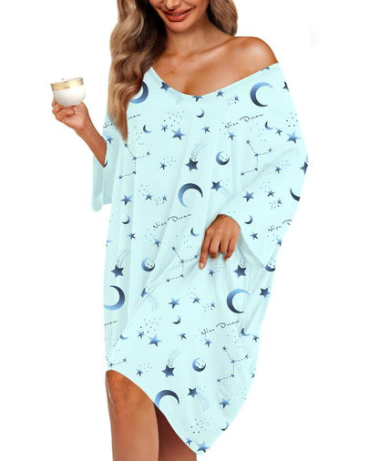 Plus Size Nightgown for Women V-Neck Sleep  Dress Pjs Lounge Short Sleeves Sleepwear With Pocket Fit S-5XL Pajamas Elastic Loungewear Breathable Fabric