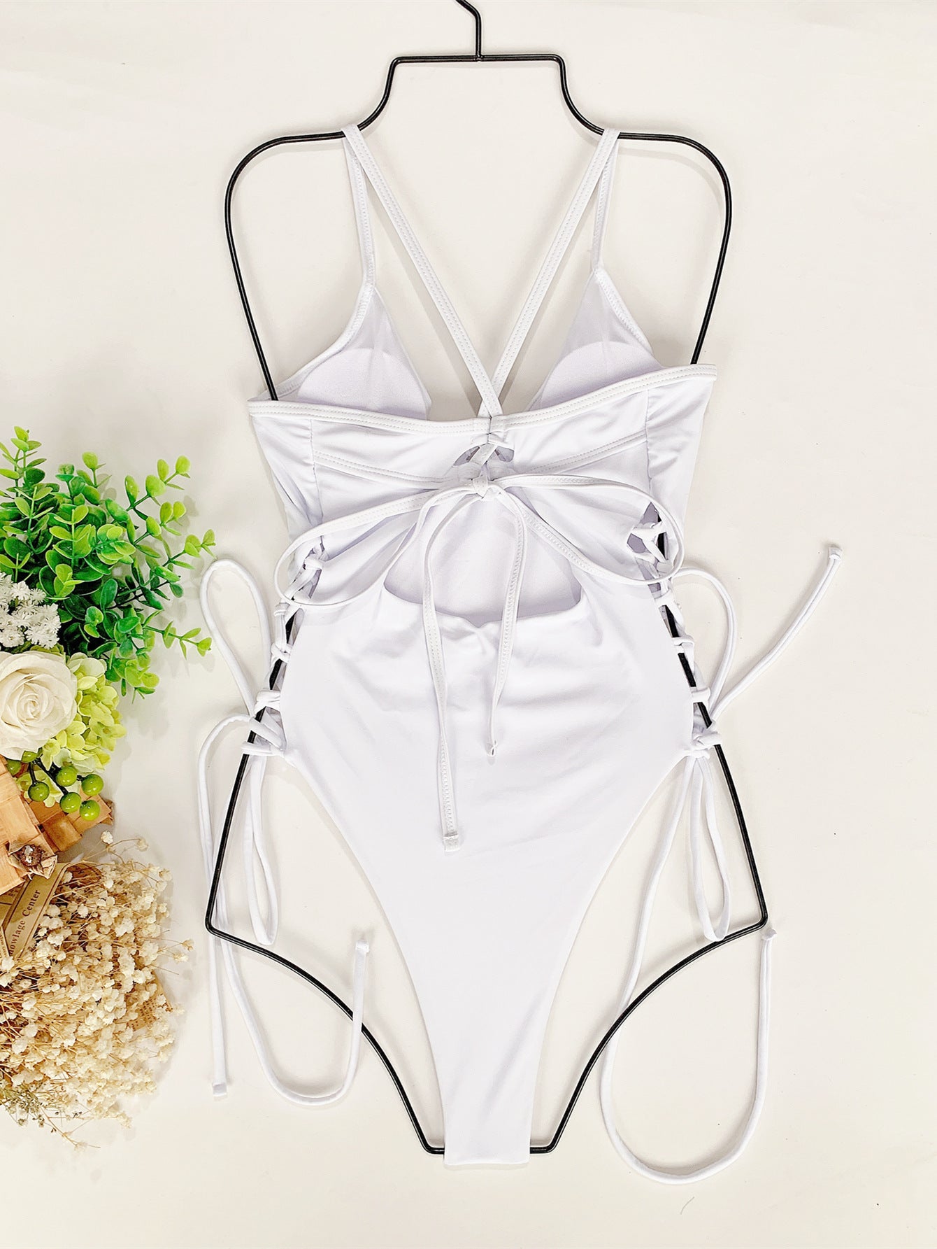 drawstring bikini romper swimsuit Bikini Solid Color Strap  One-Piece Adjustable Strap  Swimsuit - Seldom Seen Styles