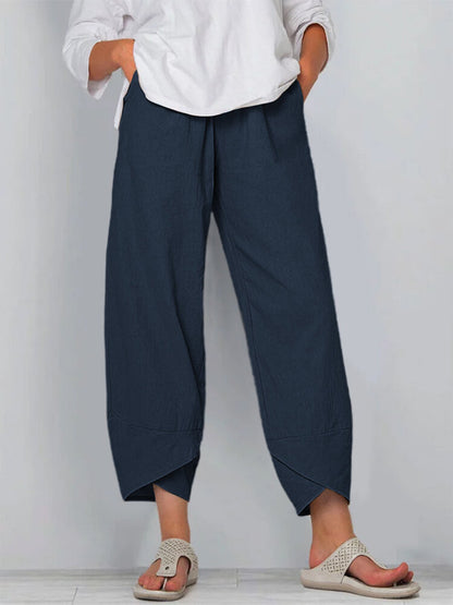 Damen Caprihose Lässige Sommerhose aus Baumwolle Kurzhose Loungehose