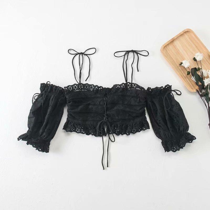 Women's Lace Off Shoulder Top Boho Floral Crochet Crop Blouse Short Sleeve Sexy Summer Beach Going Out Top - Seldom Seen Styles