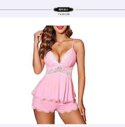 Ensemble de lingerie pour femme, pyjama et culotte, ensemble caraco en modal, vêtements de nuit doux pour les vacances, à porter au quotidien