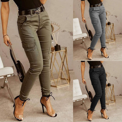 Women's Stretchy Tactical Cargo Pants High Waisted Casual Joggers Plus Size Skinny Trousers Cargo Pants with 6 Pockets