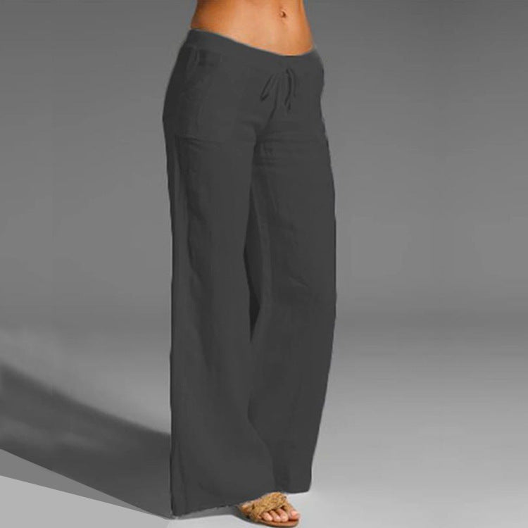 Ladies retro linen trousers casual elastic pants - Seldom Seen Styles
