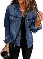 Vestes en jean décontractées pour femmes, style boyfriend délavé, non extensible, effet usé, revers déchiré, manches longues, vêtements d'extérieur, hauts, tenues printemps 2025, Dealsforyoudays