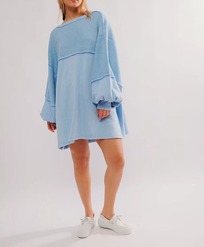 Damen Sommer Lose T-Shirt Stern Patch Langarm Rundhals Casual Tops Streetwear