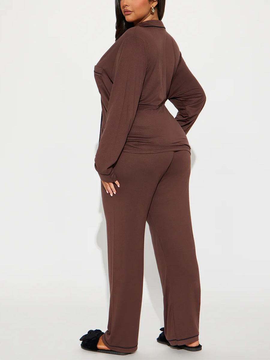 Modal Pajama Set, Long Sleeve Button Down Shirt and Pajama Pants, Sleepwear for Women