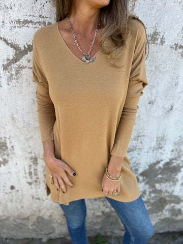 Long Sleeve V Neck Sweaters for Women Baggy Fall Fashion Casual Pullover Lightweight Sweaters for Women - Seldom Seen Styles