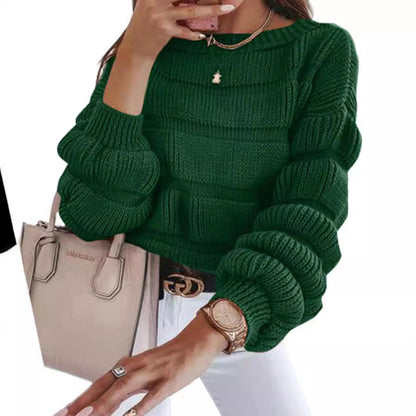 Casual round Neck Pullover Autumn Women's Sweater  Long Sleeve Loose Quality Thick Knitted Cute Top