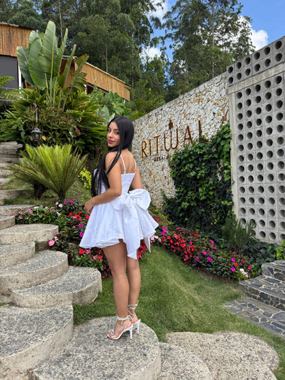 MICAELA Mini Dress Women Corset Bandeau Structured Bodice Wide Leg Short Set Pleated Two Piece Outfit Party Club Vacation