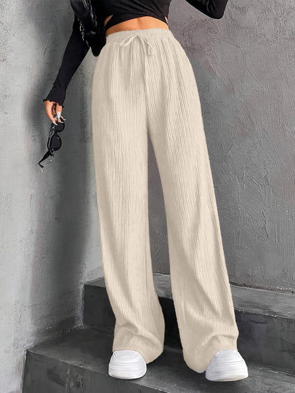 Women's Wide Leg Sweatpants Baggy Pants Lounge Yoga Knit Waisted Comfy Striped Workout Pants