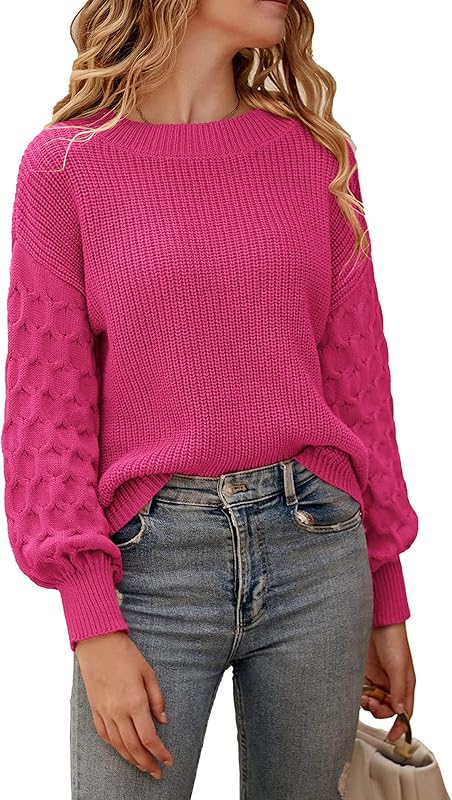 PRETTYGARDEN Women 2024 Winter Pullover Sweater Casual Long Sleeve Crewneck Loose Chunky Knit Jumper Tops Blouse