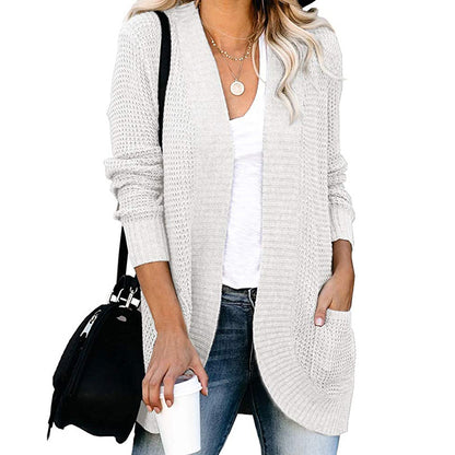 Autumn Winter New Foreign Trade Cardigan  Women's Clothing  Curved Placket Knitted Sweater for Women