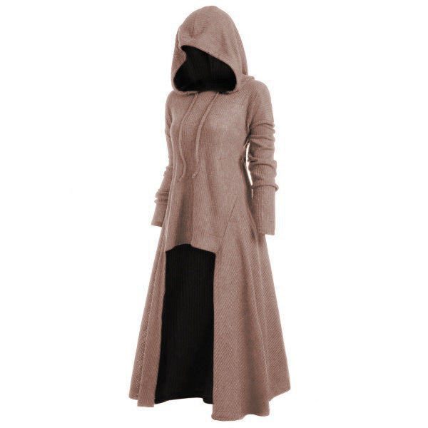 2019wisAmazonebayEuropean and American Women's Clothing plus Size Dress Hooded Casual Loose Elastic Solid Color Coat