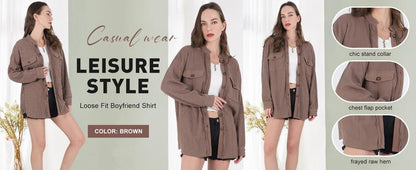 Women's Loose Fit Batwing Sleeve Waffle Knit Button Down Shirt Shacket Tops