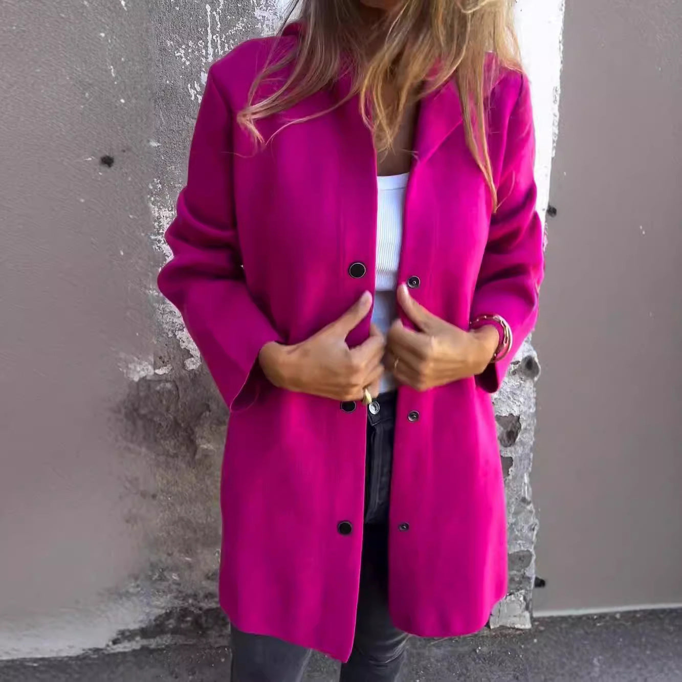 Women Single-Breasted A-Lined Winter Coat Mid Long Wool Blend Coat - Seldom Seen Styles