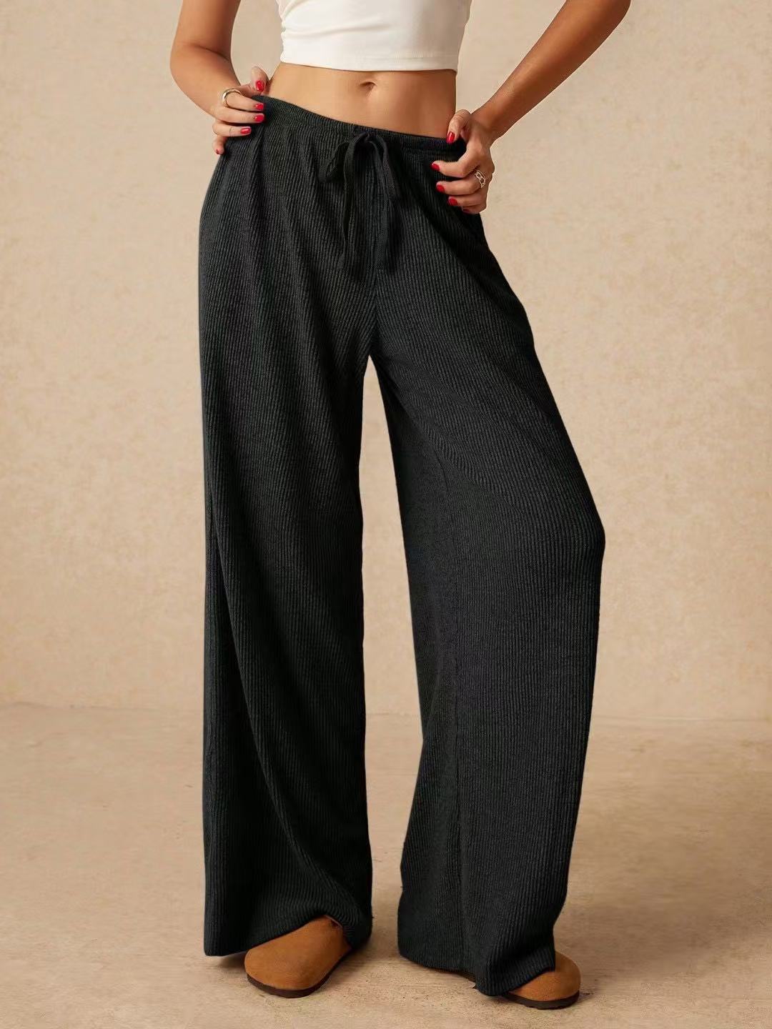 Women's Casual Loose Fall and Winter Fashion Temperament Wide-Legged Pants Pants Elastic Waist Female - Seldom Seen Styles