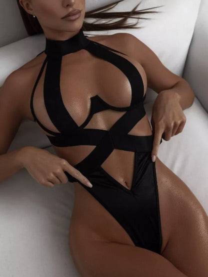 Lingerie sexy pour femme, body à bretelles, mini nuisette une pièce avec armatures