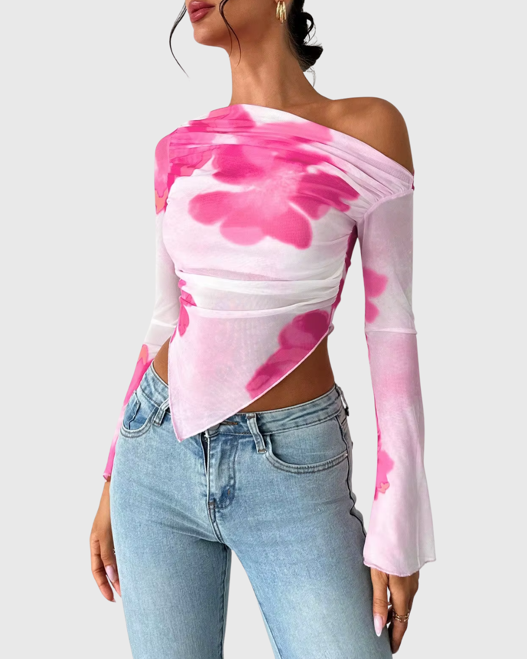 Floral Dye Off-Shoulder Top - Seldom Seen Styles