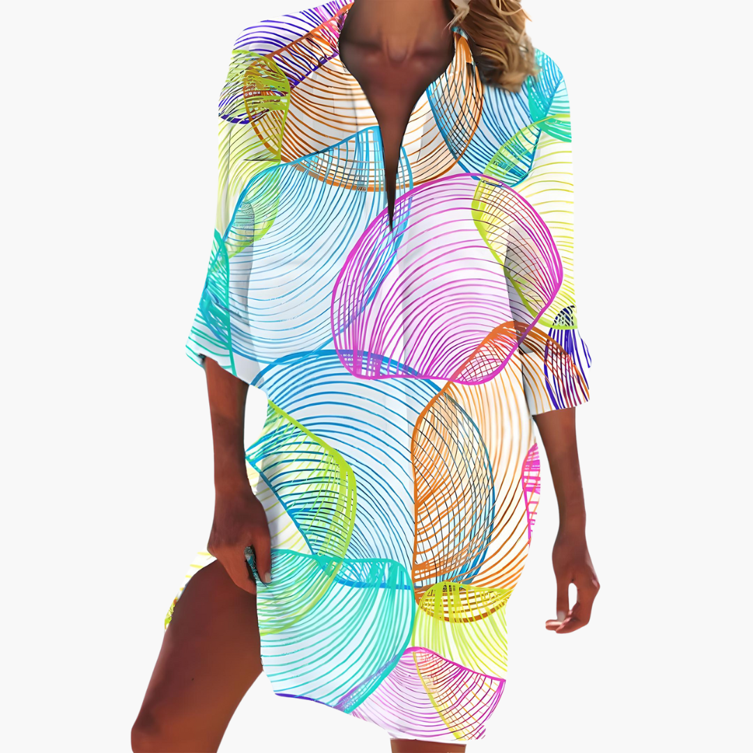 Women's Shirt Dress with Long Sleeves and Button Placket - Seldom Seen Styles